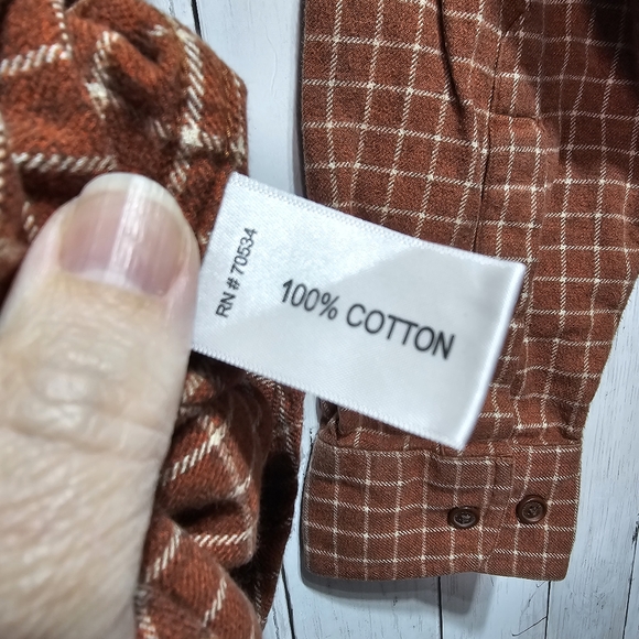 Orvis Men's Rust Orange Plaid Flannel Shirt Button Up Long Sleeve Size Large. - Picture 7 of 8